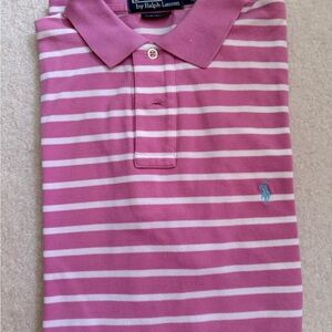 POLO Ralph Lauren Pink and White Striped Polo VINTAGE